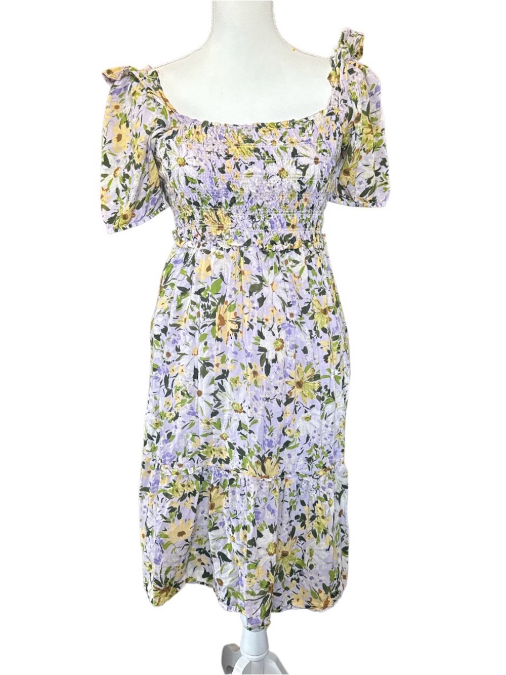 Vineyard Vines Lavender and Yellow Floral Smocked  Dress